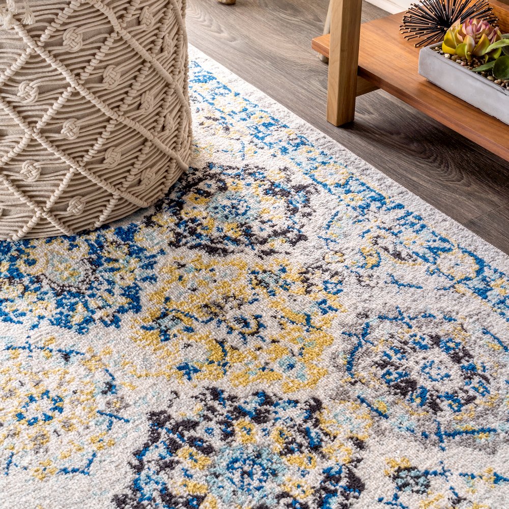 Modern Persian Boho Vintage Trellis Area Rug. Picture 7