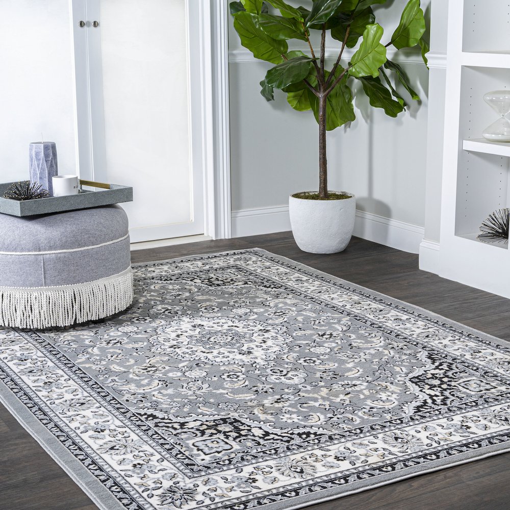 Palmette Modern Persian Floral Area Rug. Picture 5