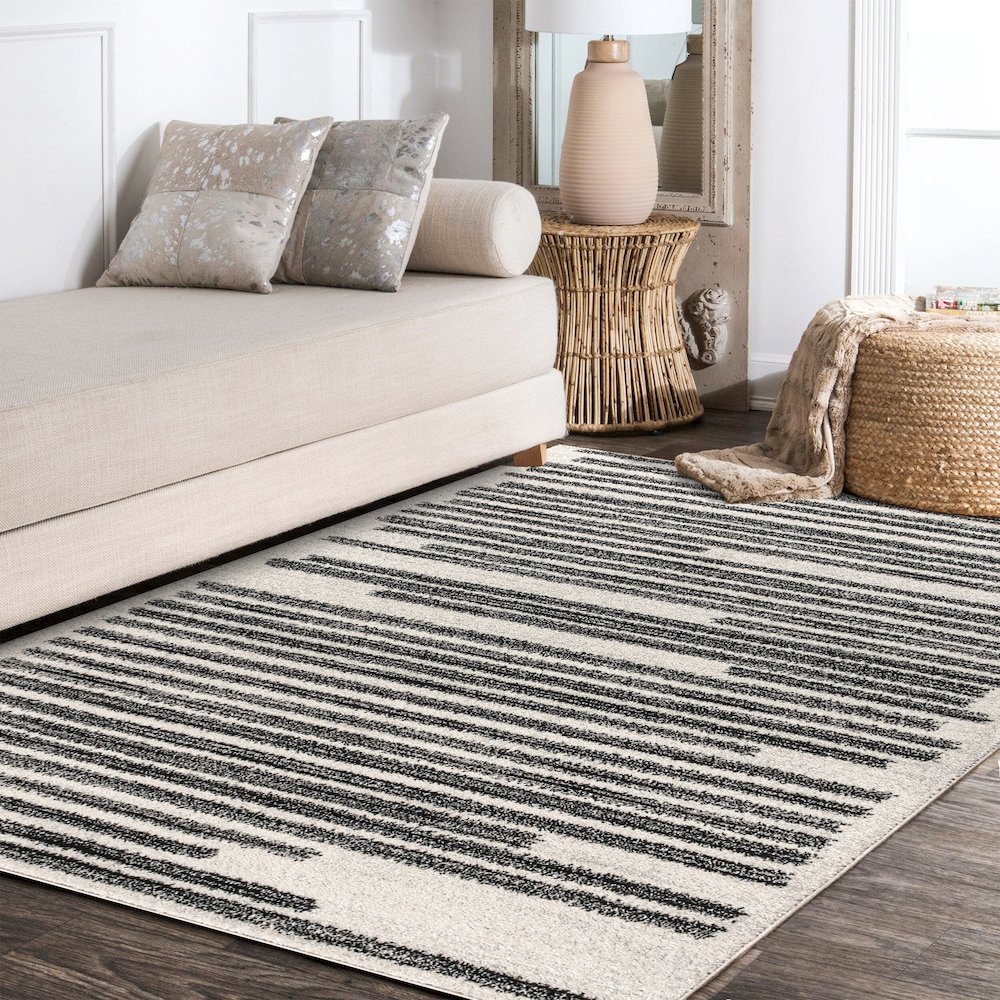 Khalil Modern Berber Stripe Area Rug. Picture 10