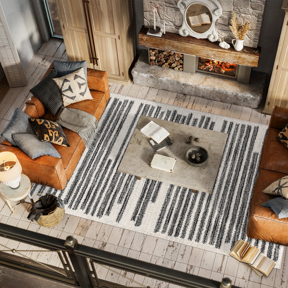 Khalil Modern Berber Stripe Area Rug. Picture 5