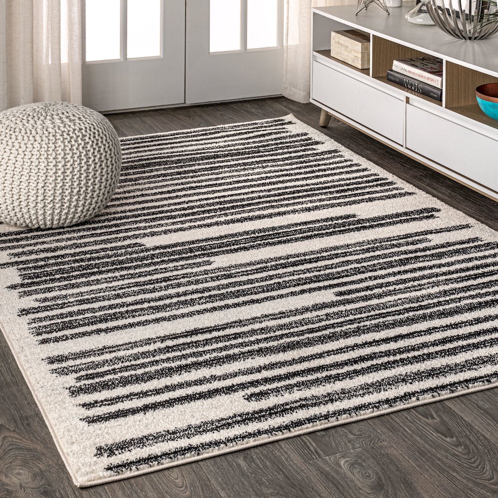 Khalil Modern Berber Stripe Area Rug. Picture 2