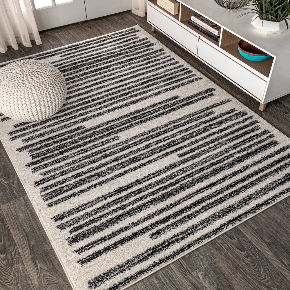 Khalil Modern Berber Stripe Area Rug. Picture 4