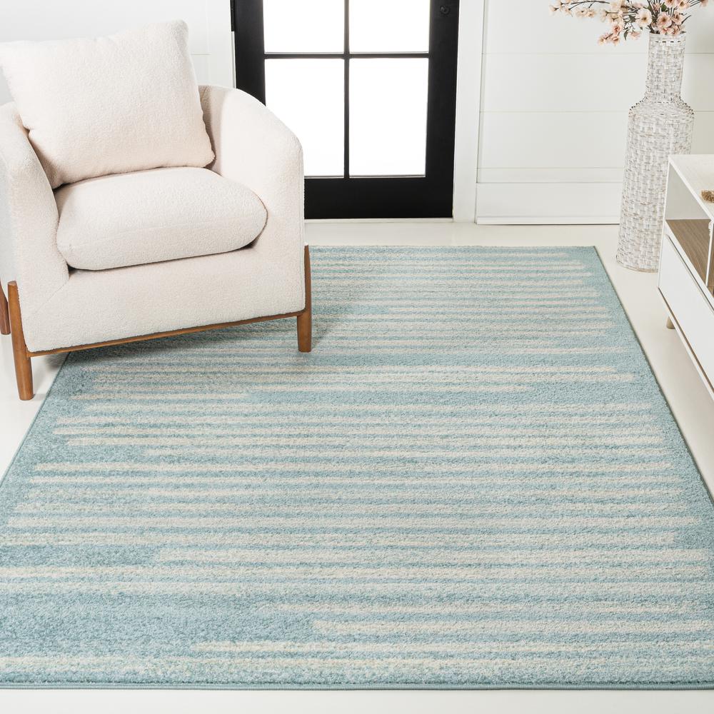 Khalil Modern Berber Stripe Runner Rug. Picture 7