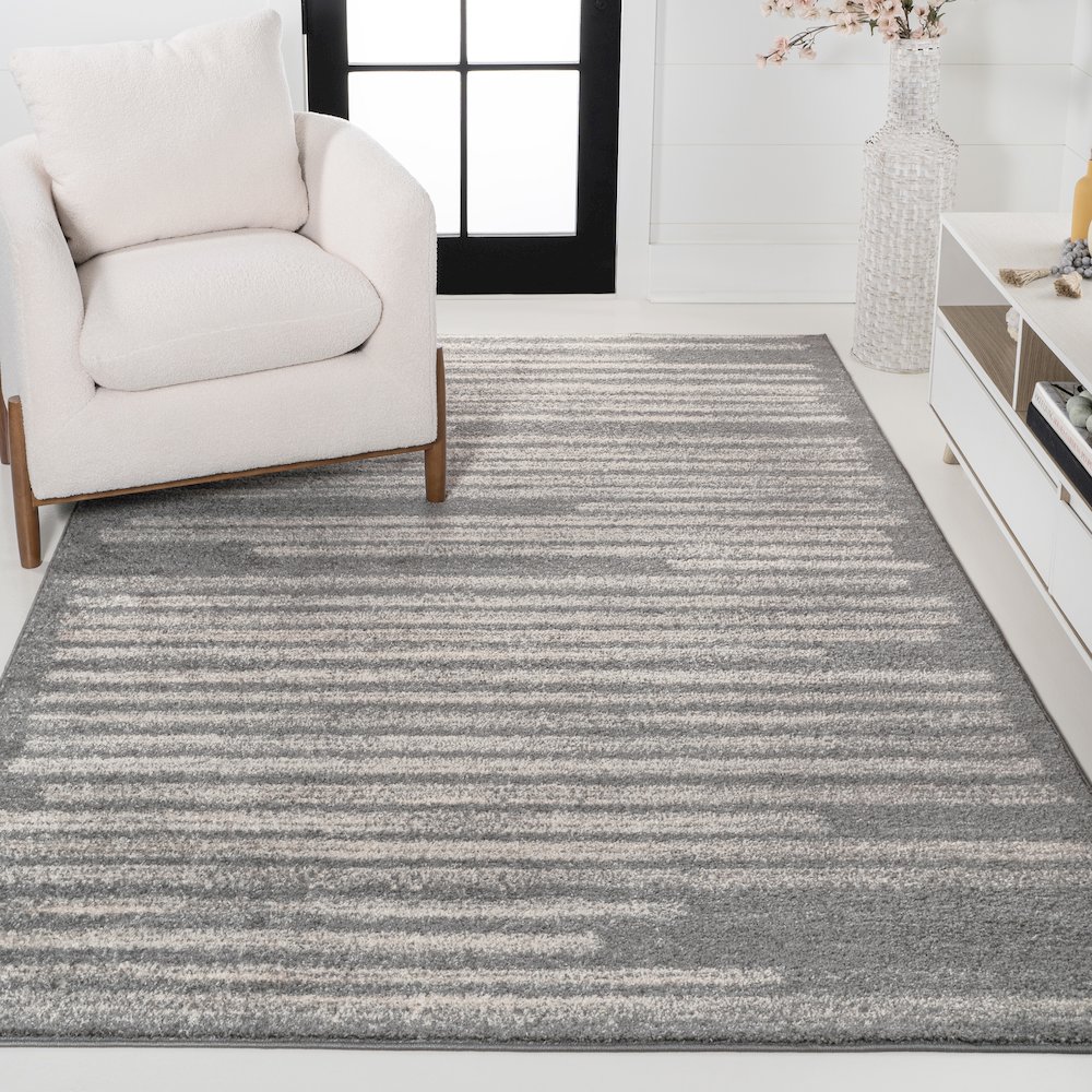 Khalil Modern Berber Stripe Area Rug. Picture 2
