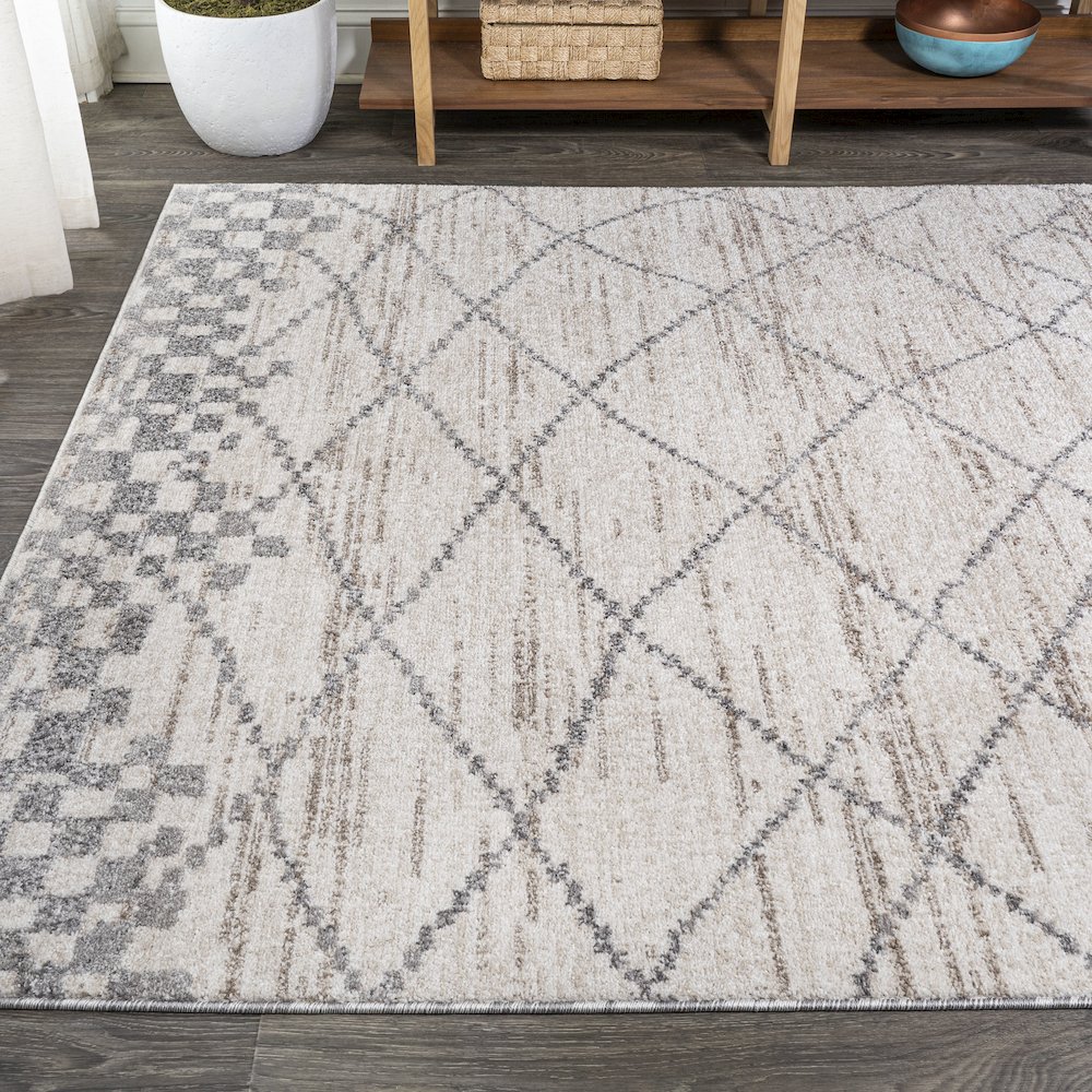 Asilah Moroccan Modern Diamond Area Rug. Picture 3