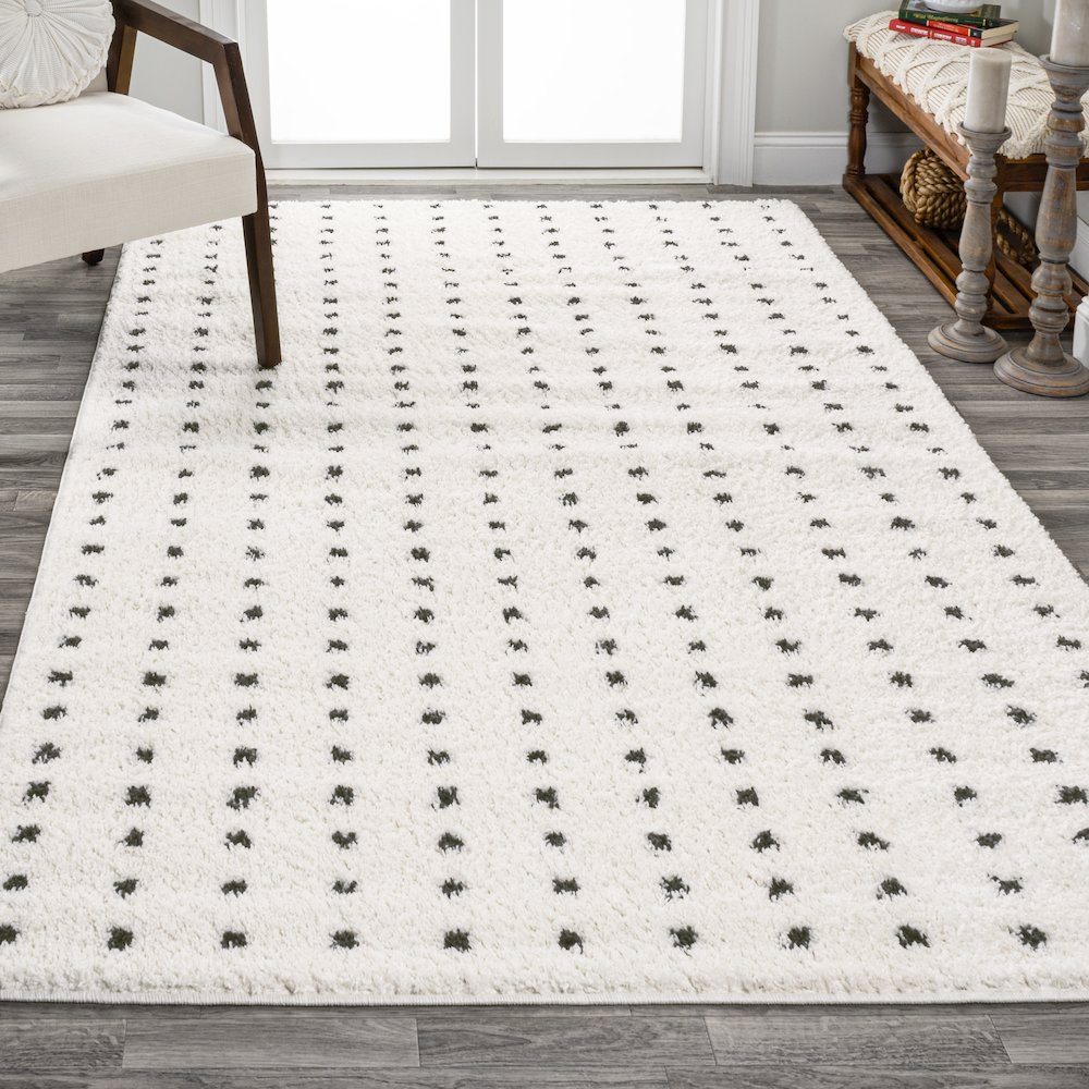 Pele Modern Geometric Dot Shag Area Rug. Picture 4