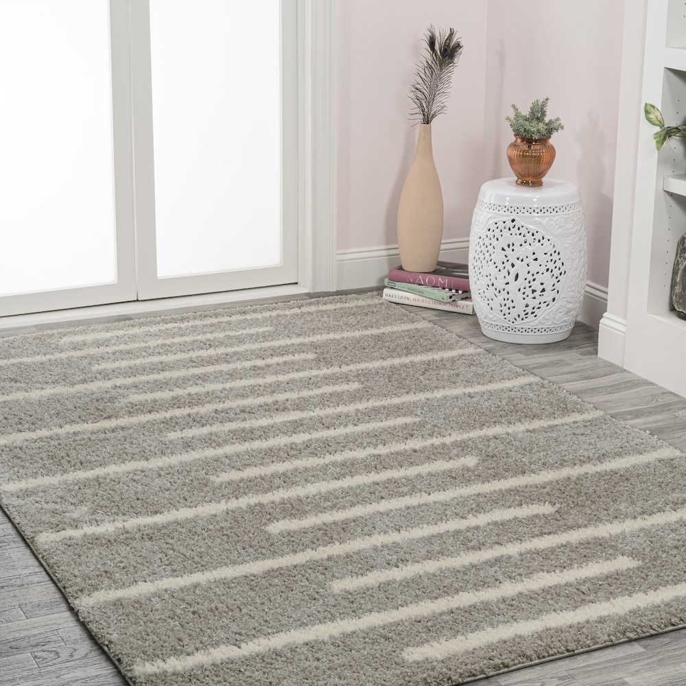 Alaro Berber Stripe Shag Area Rug. Picture 4