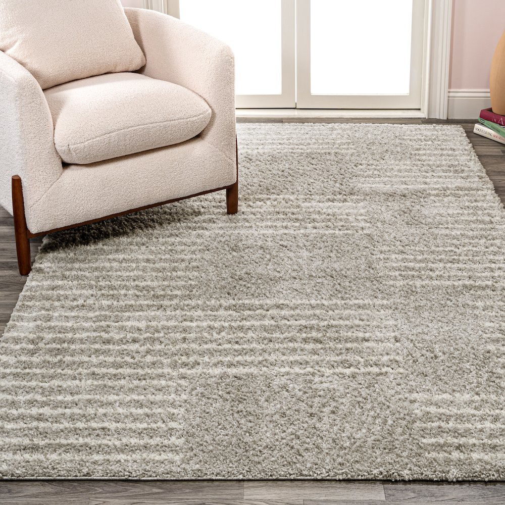 Petra Abstract Stripe Geometric Shag Area Rug. Picture 2