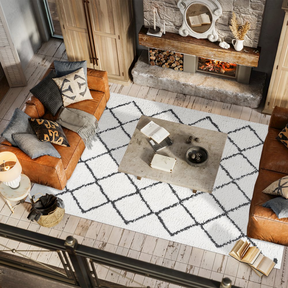 Cami Moroccan Style Diamond Shag Area Rug. Picture 5