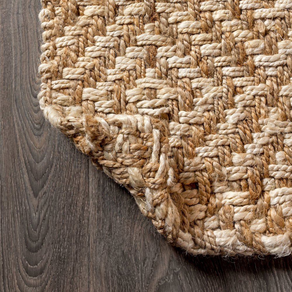 Hira Hand Woven Diamond Chunky Jute Area Rug. Picture 5