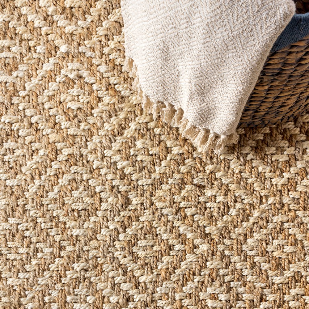 Hira Hand Woven Diamond Chunky Jute Area Rug. Picture 6