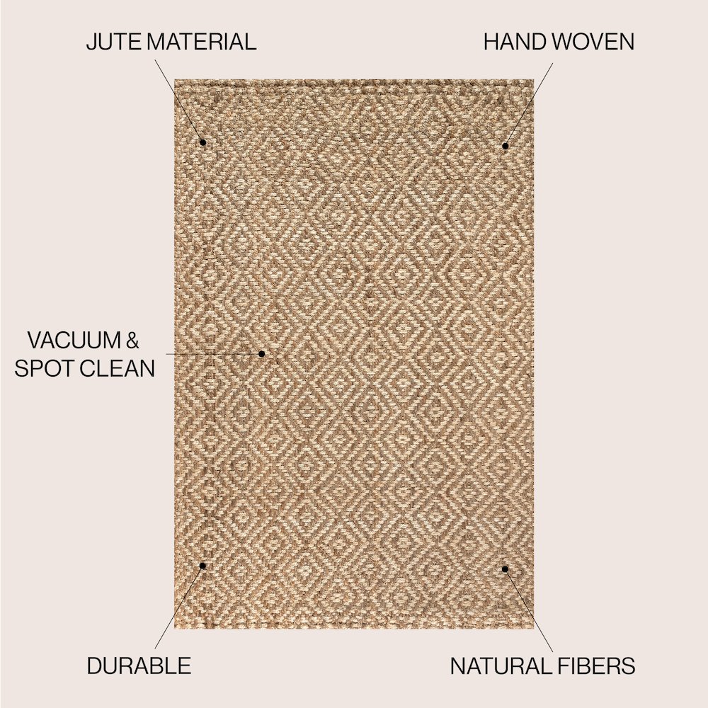 Hira Hand Woven Diamond Chunky Jute Area Rug. Picture 6