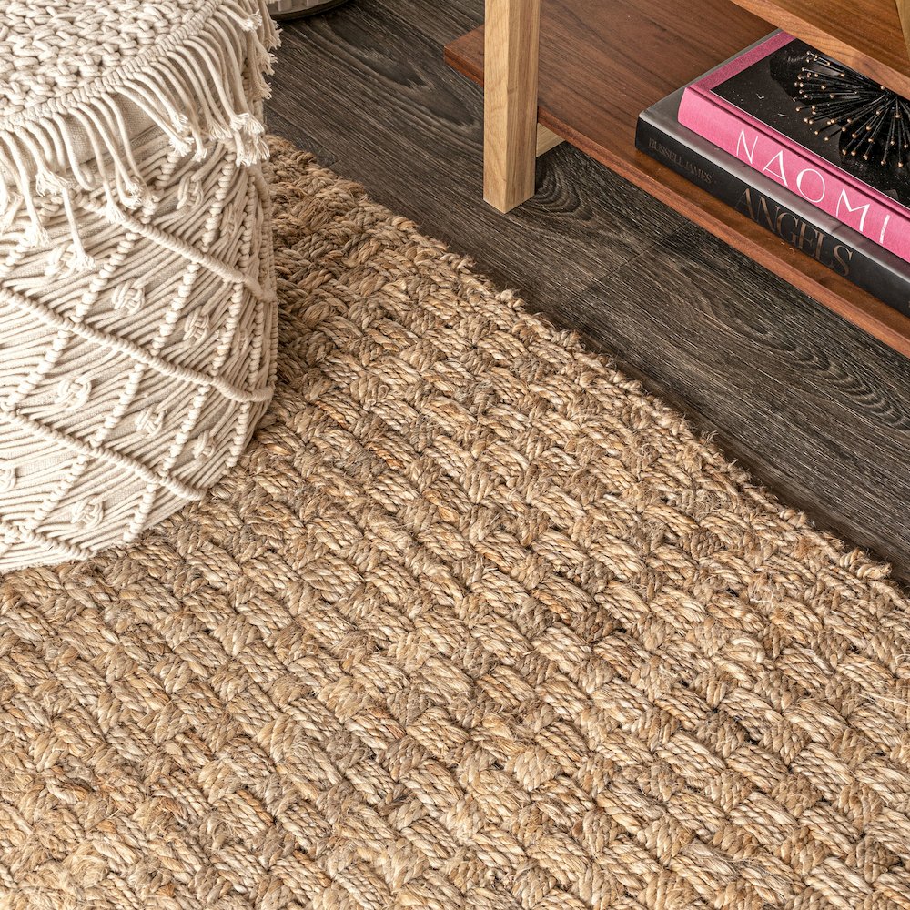 Estera Hand Woven Boucle Chunky Jute Area Rug. Picture 7