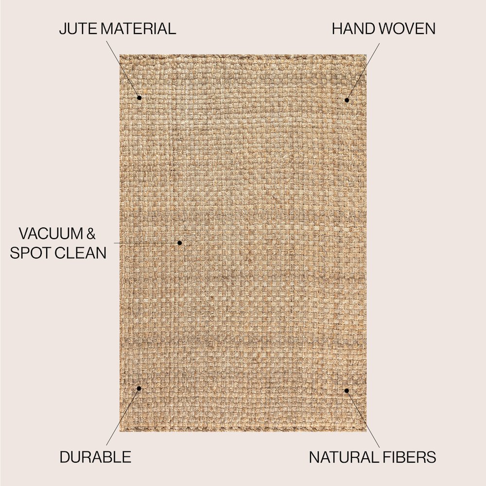Estera Hand Woven Boucle Chunky Jute Area Rug. Picture 6