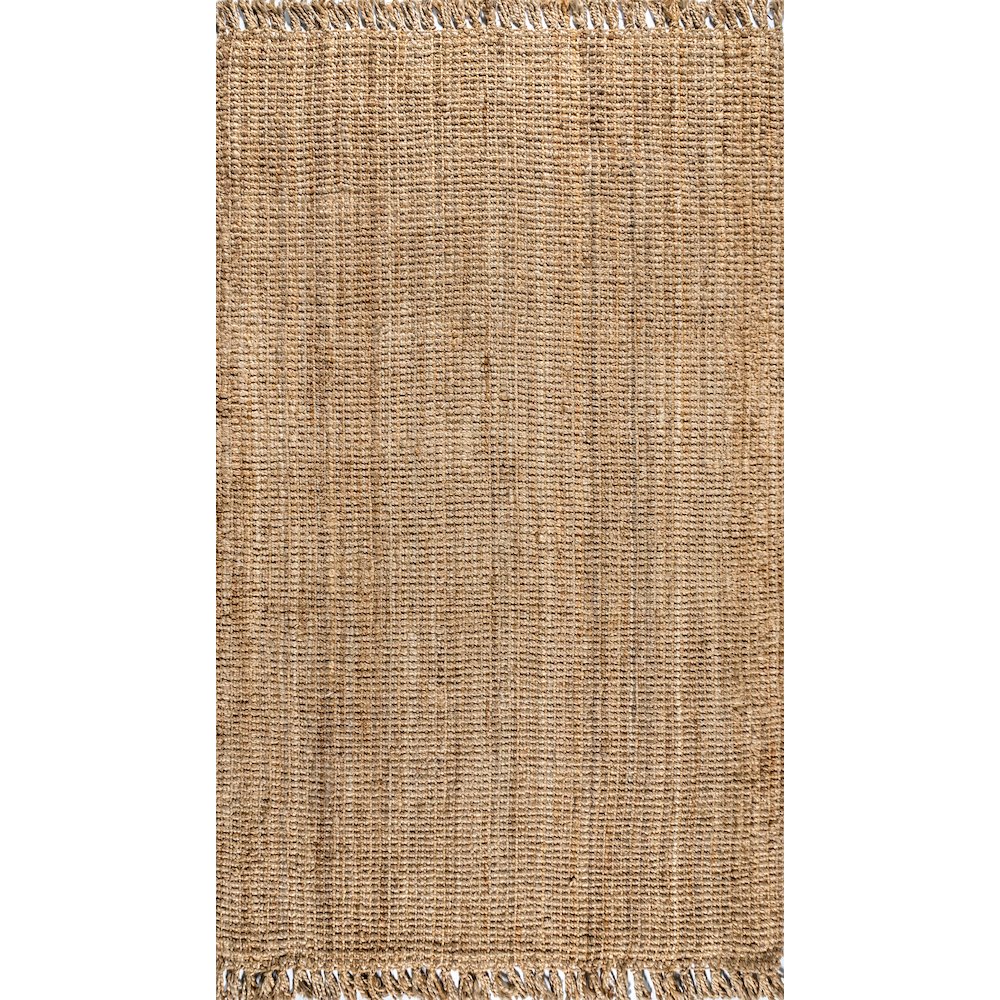 Pata Hand Woven Chunky Jute With Fringe Area Rug. Picture 1