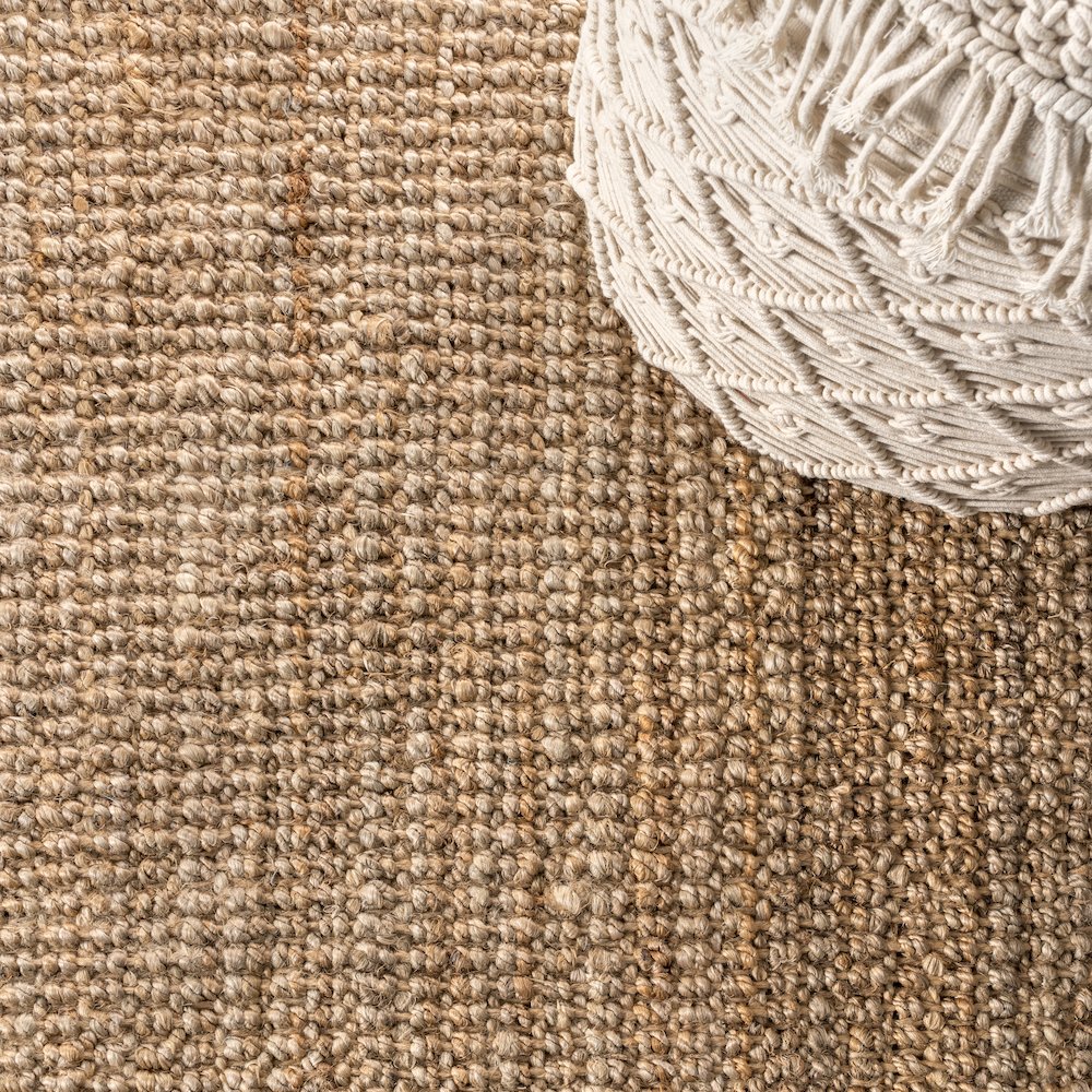 Pata Hand Woven Chunky Jute With Fringe Area Rug. Picture 5