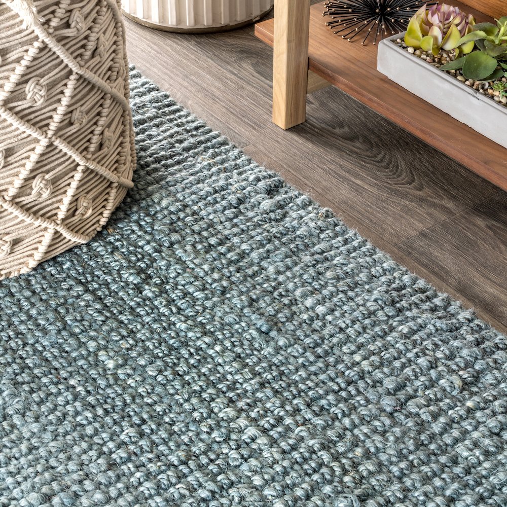 Pata Hand Woven Chunky Jute With Fringe Area Rug. Picture 6