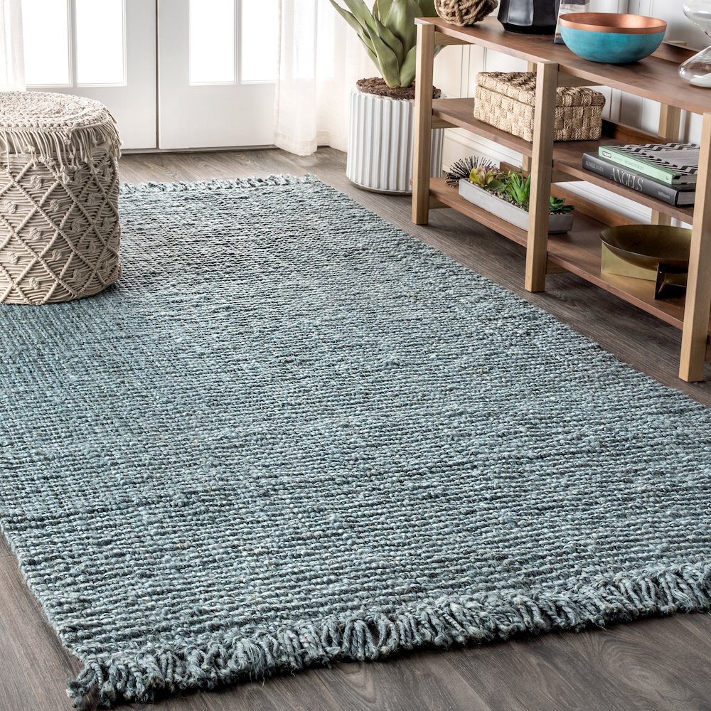 Pata Hand Woven Chunky Jute With Fringe Area Rug. Picture 2