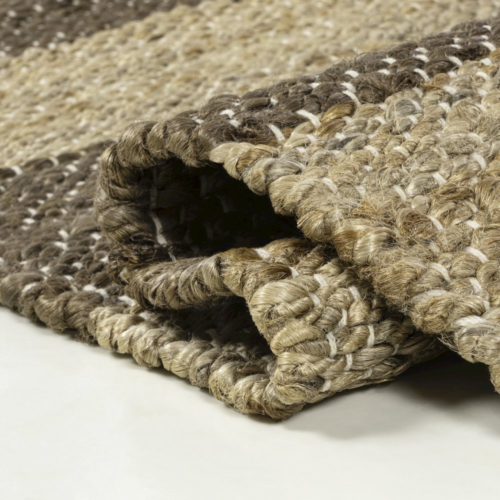 Jayden Rustic Farmhouse Woven Jute Stripe Natural/Brown 4 ft. x 6 ft. Area Rug. Picture 6