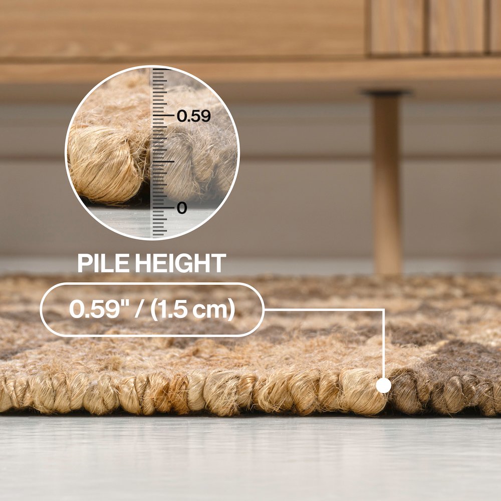 Theo Farmhouse Woven Jute Checkerboard Natural/Brown 4 ft. x 6 ft. Area Rug. Picture 5