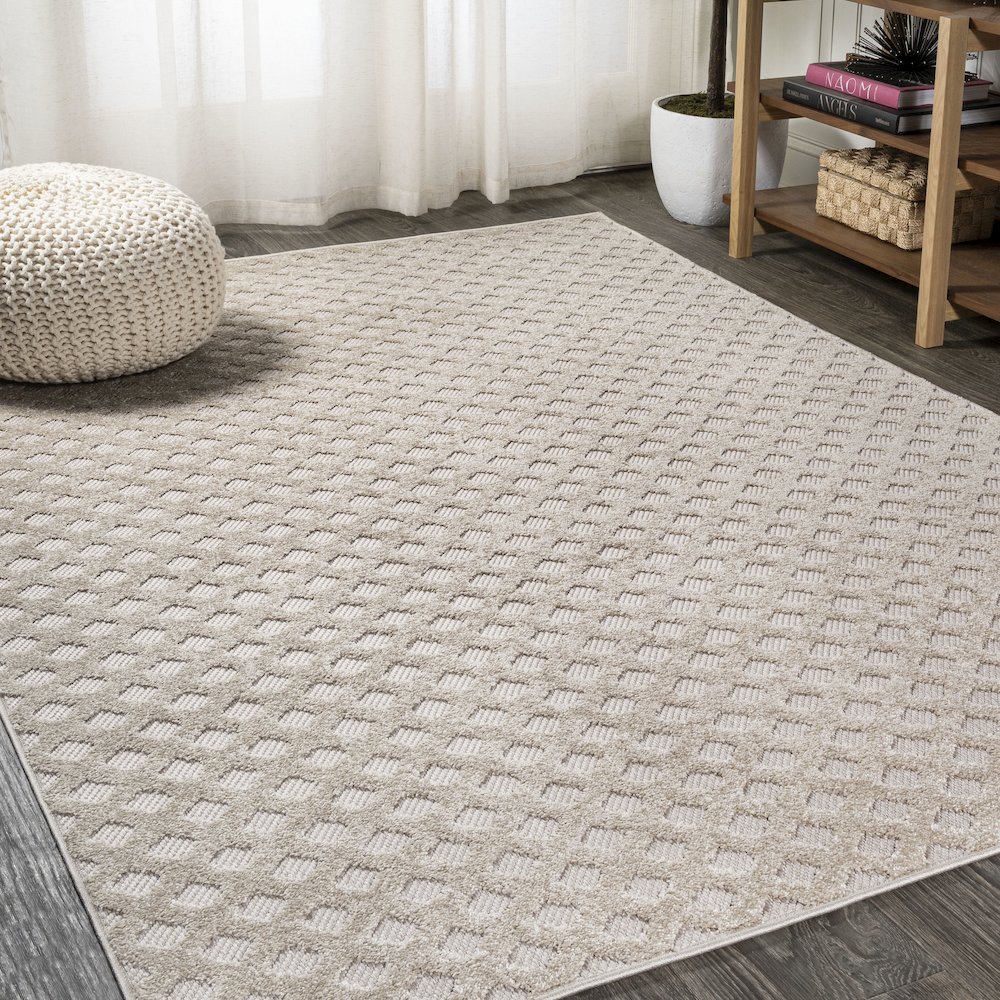 Rabat High-Low Pile Mini Diamond Trellis Area Rug. Picture 2