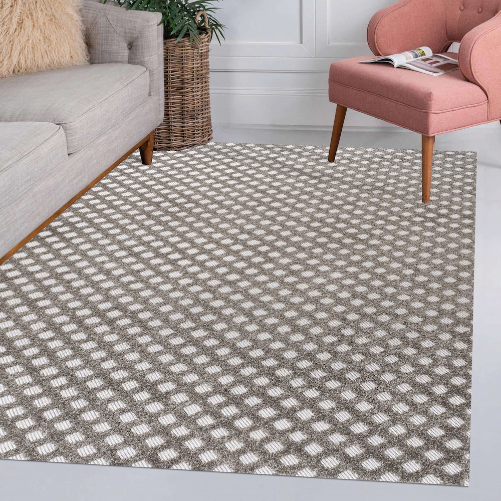 Rabat High-Low Pile Mini Diamond Trellis Area Rug. Picture 14