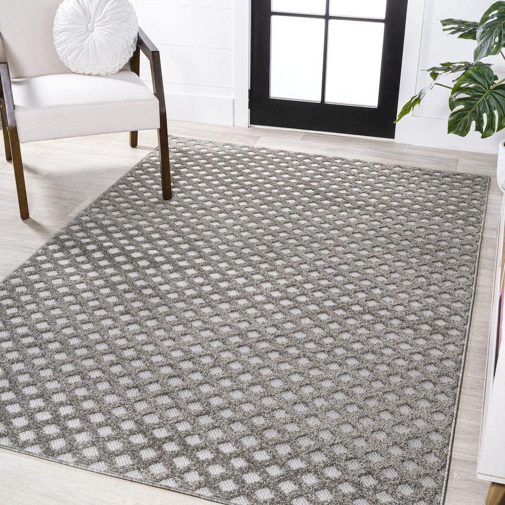 Rabat High-Low Pile Mini Diamond Trellis Area Rug. Picture 2