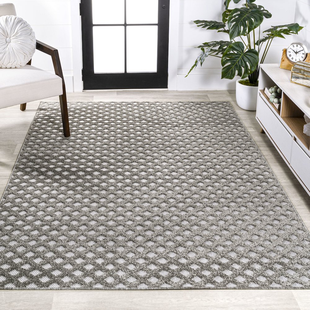 Rabat High-Low Pile Mini Diamond Trellis Area Rug. Picture 4