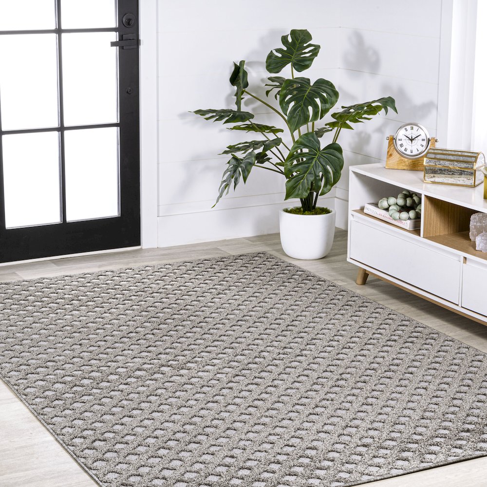 Rabat High-Low Pile Mini Diamond Trellis Area Rug. Picture 5