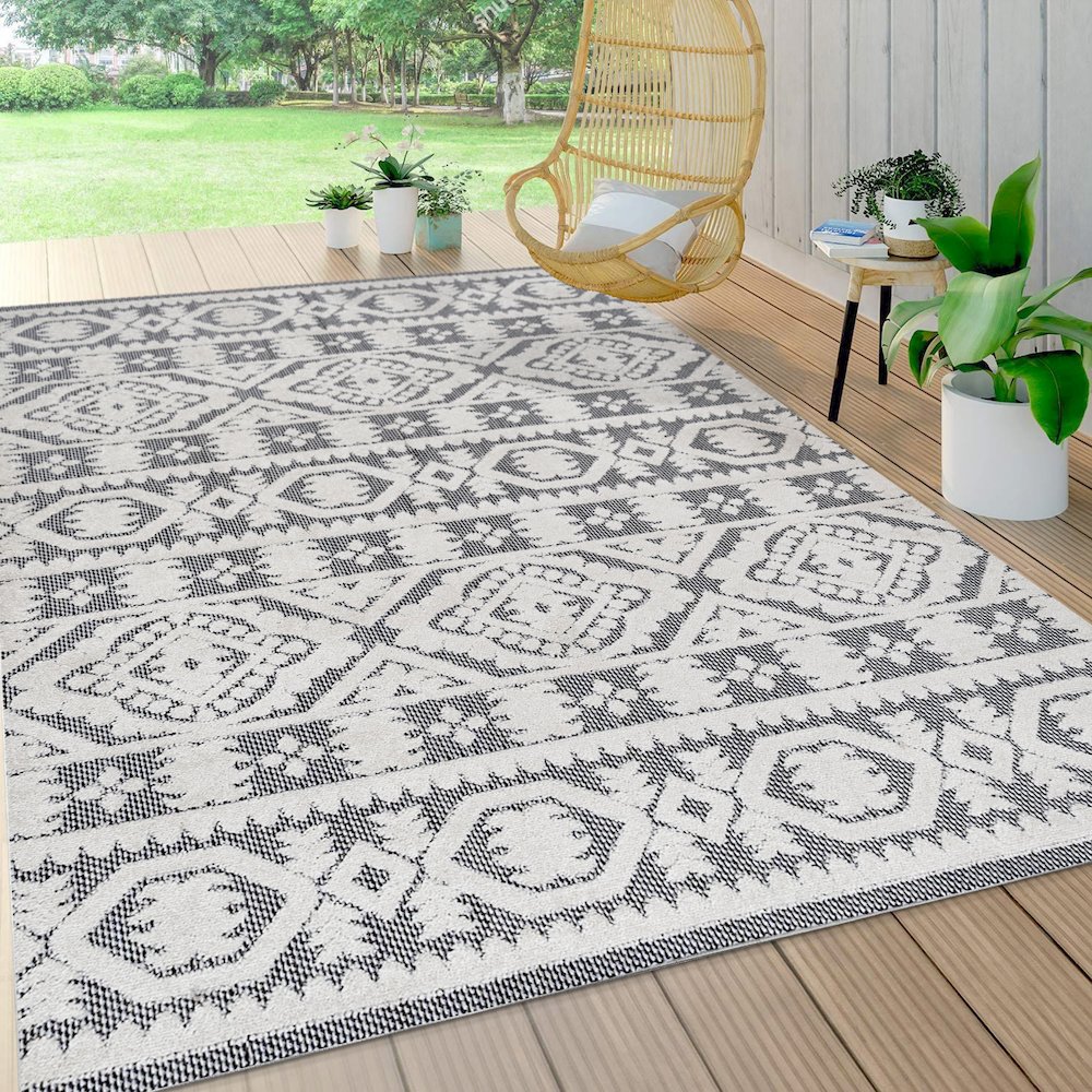 Citta High-Low Pile Mediterranean Tile Area Rug. Picture 5