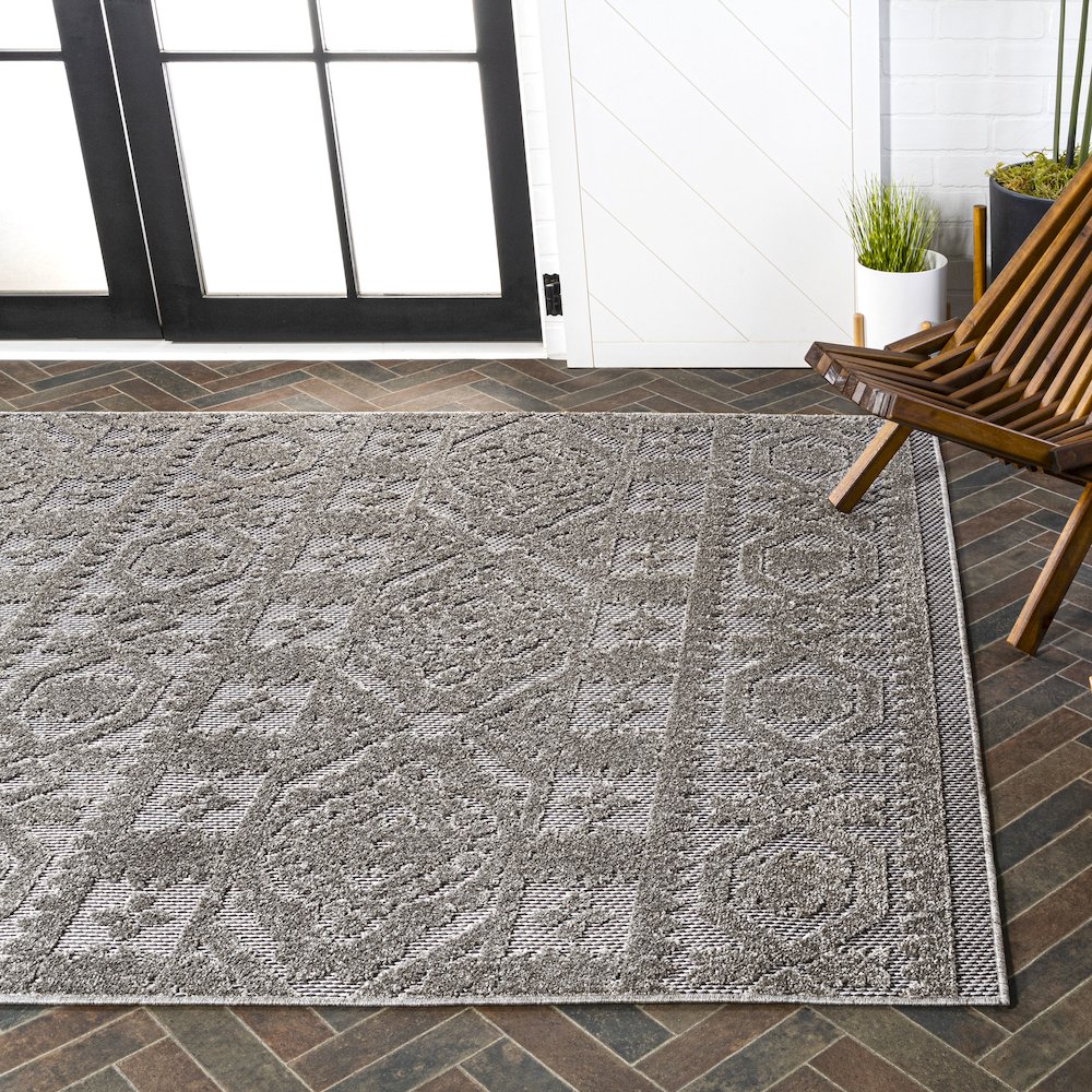 Citta High-Low Pile Mediterranean Tile Area Rug. Picture 7
