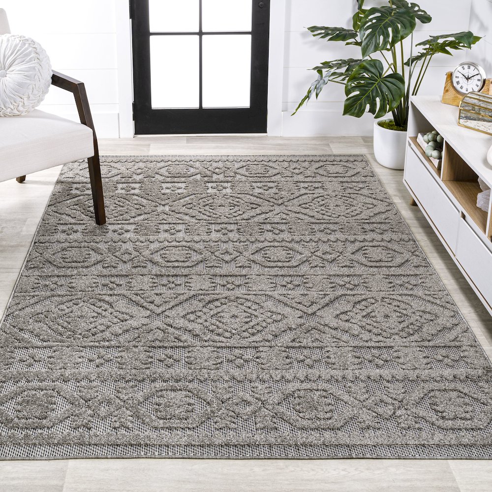 Citta High-Low Pile Mediterranean Tile Area Rug. Picture 4