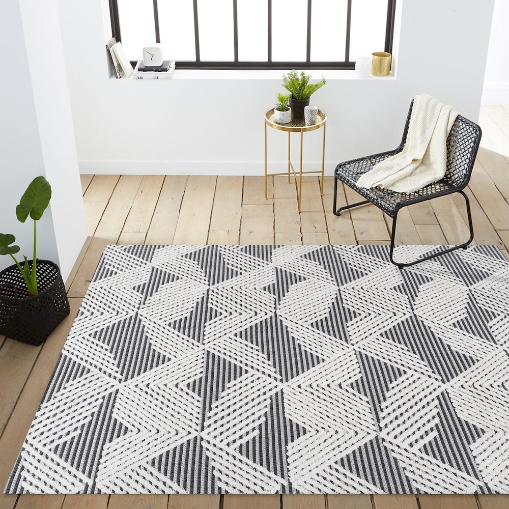Jazz High-Low Pile Art Deco Geometric Indoor/Outdoor Area Rug. Picture 15