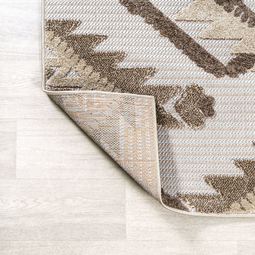 Sumak High-Low Pile Neutral Diamond Kilim Area Rug. Picture 10