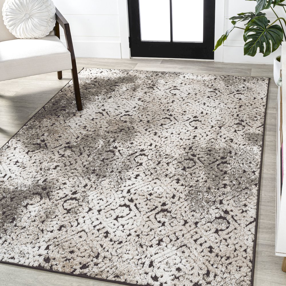 Duenas High-Low Shabby Damask Area Rug. Picture 2