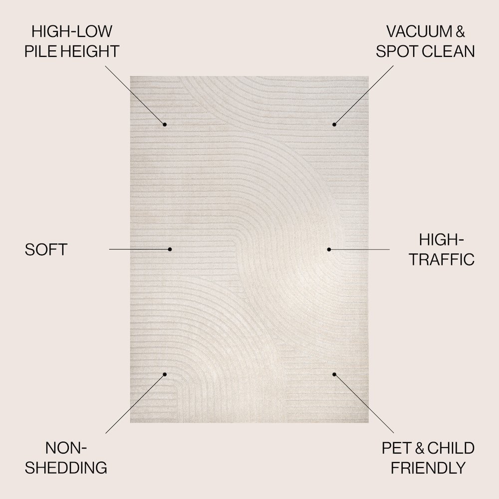 Hallie High-Low Minimalist Curve Geometric   Indoor/Outdoor  Rug. Picture 3