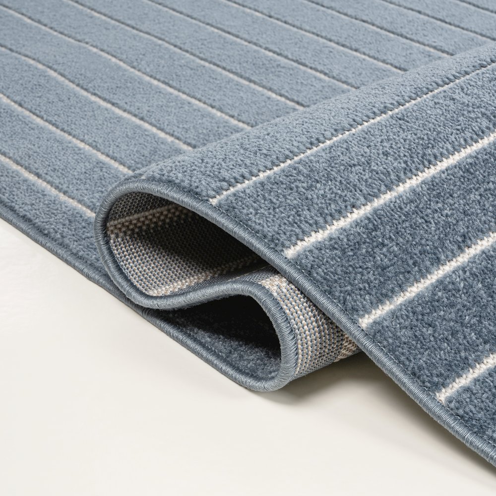 Minimalist Angle Geometric Dark Blue/Cream 5 ft. x 8 ft. Indoor/Outdoor Area Rug. Picture 4