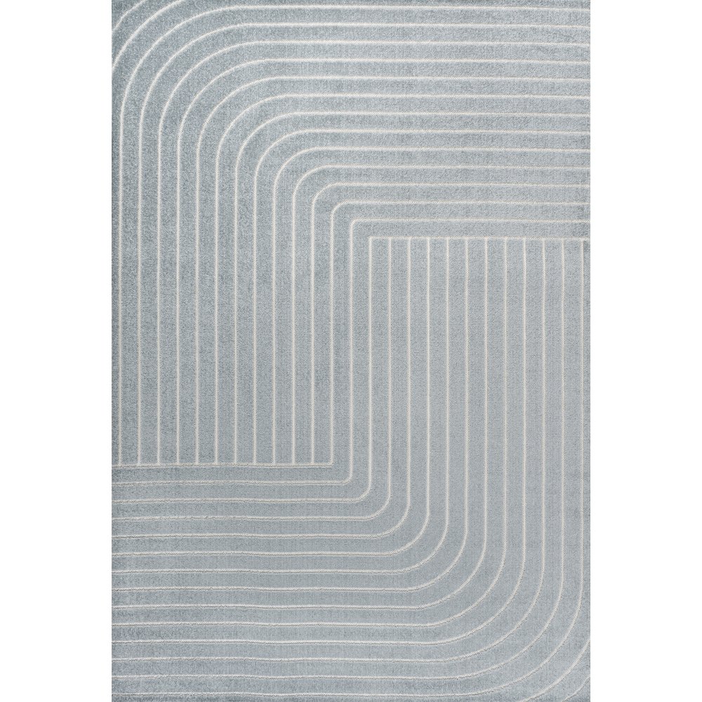 Minimalist Angle Geometric Light Blue 8 ft. x 10 ft. Indoor/Outdoor Area Rug. Picture 1