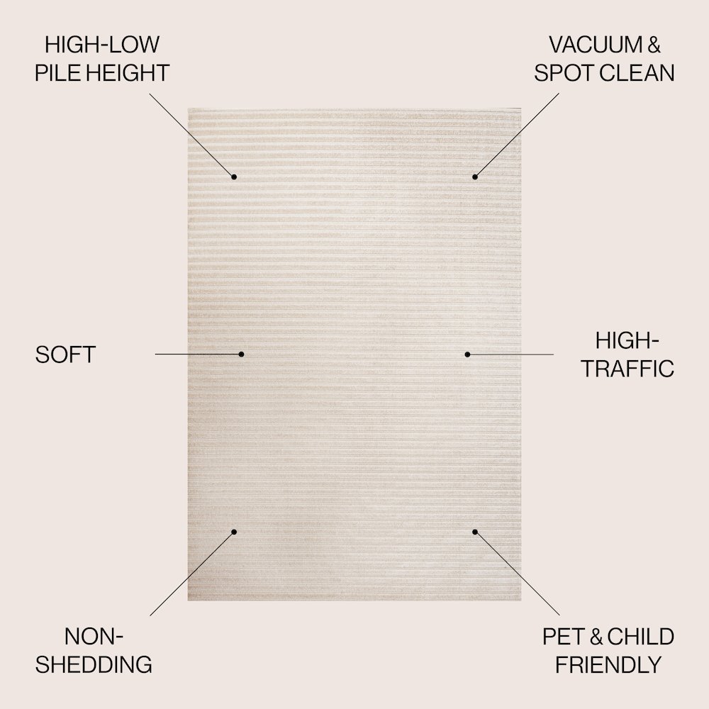 Aarhus High-Low Minimalist Scandi Striped   Indoor/Outdoor  Rug. Picture 3