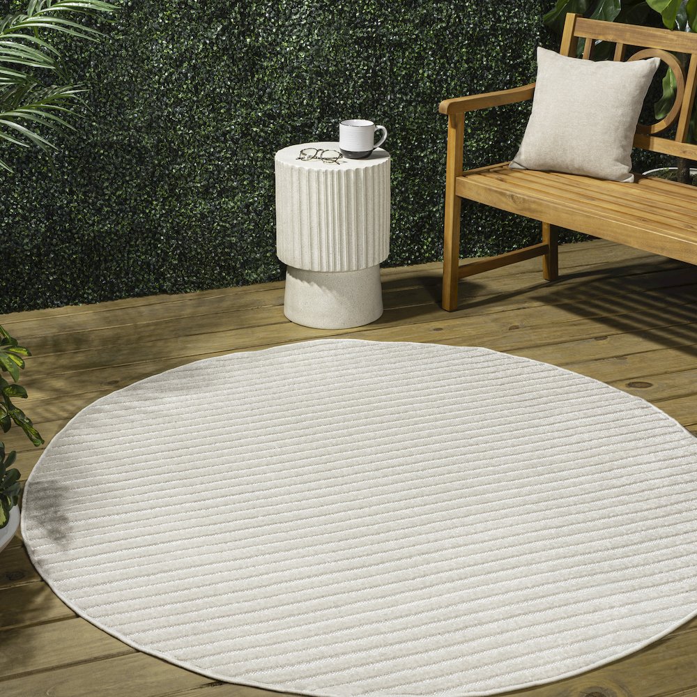 Aarhus High-Low Minimalist Scandi Striped  Indoor/Outdoor  Rug. Picture 1