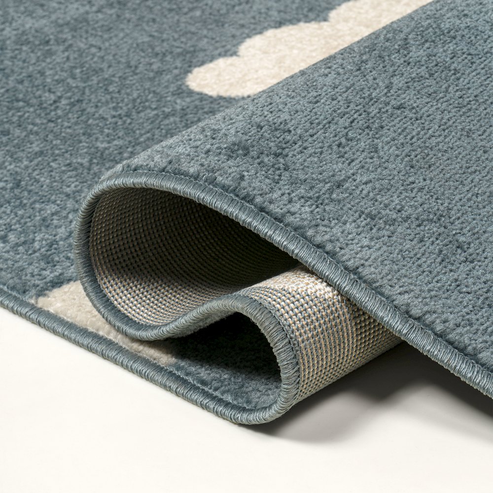 Hedwig High-Low Scandi Dark Blue/Ivory 5 ft. x 8 ft. Indoor/Outdoor Area Rug. Picture 4