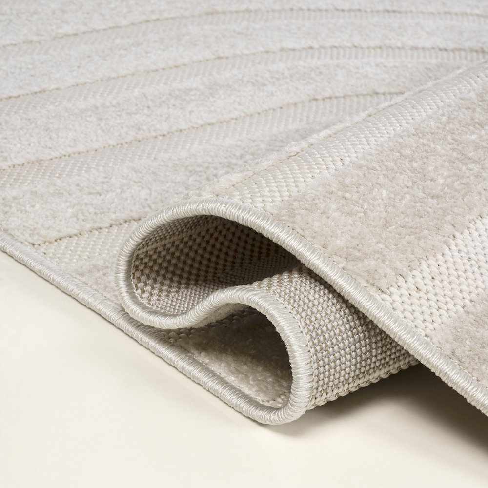 Anders High-Low MidCentury Modern Arch Stripe Two-Tone Indoor/Outdoor Area Rug. Picture 4