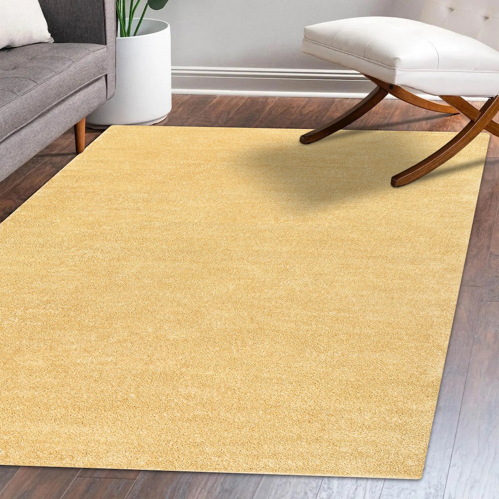 Haze Solid Low Pile Area Rug Mustard. Picture 12