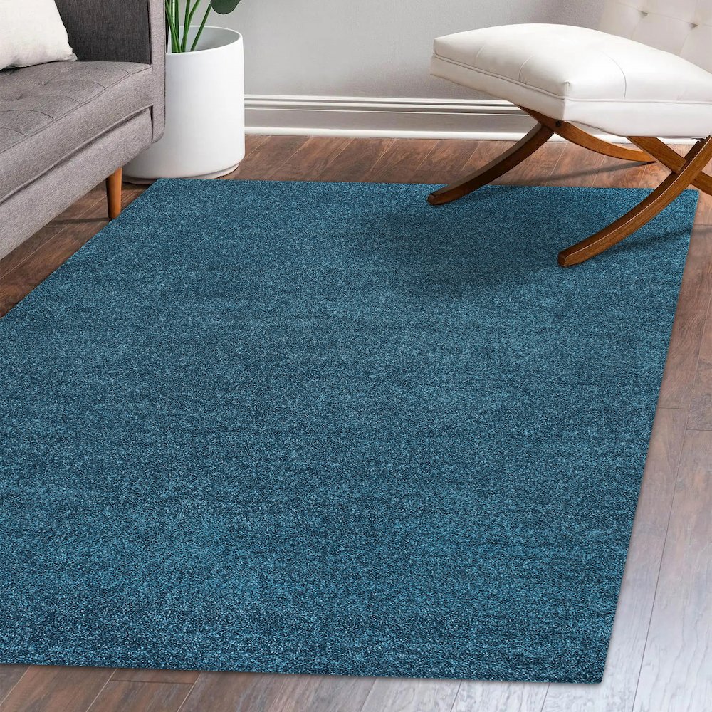 Haze Solid Low Pile Area Rug Turquoise. Picture 11