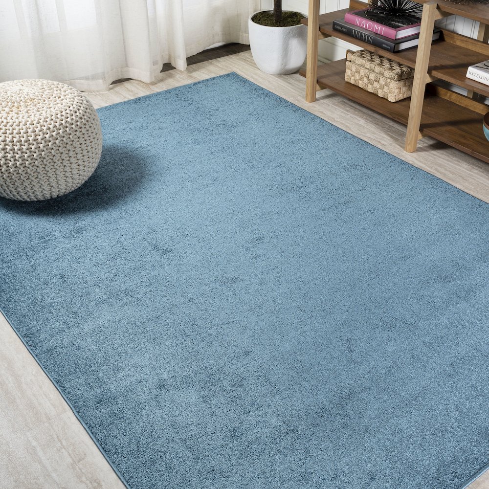 Haze Solid Low Pile Area Rug Turquoise. Picture 4