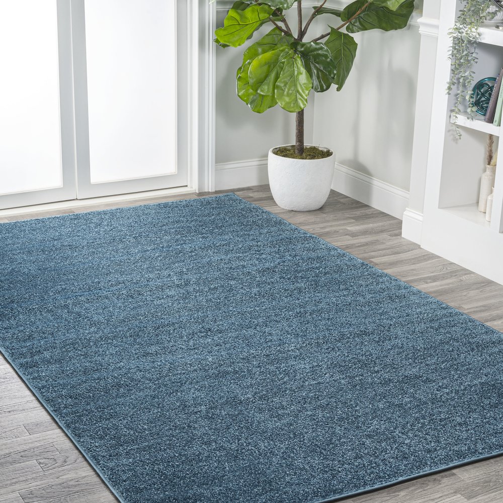 Haze Solid Low Pile Area Rug Turquoise. Picture 5