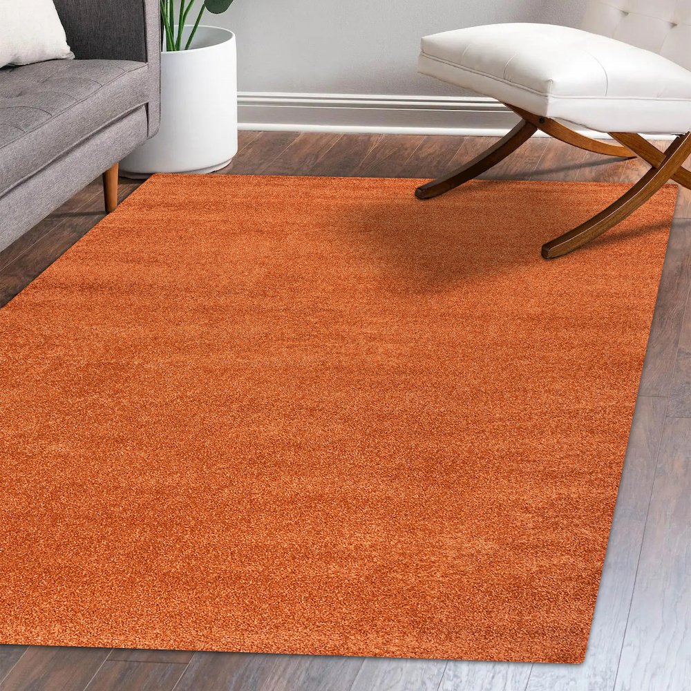 Haze Solid Low Pile Area Rug Orange. Picture 12