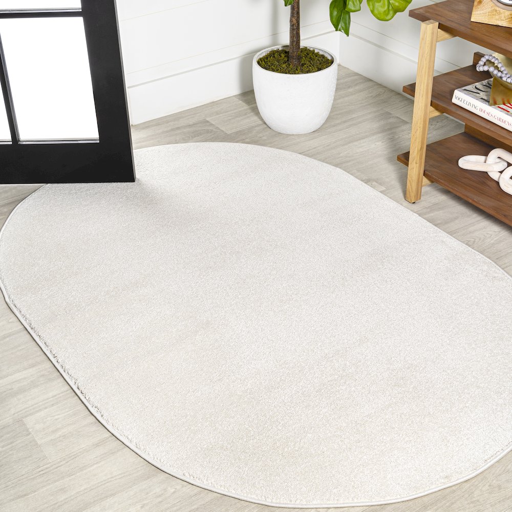 Haze Solid Low Pile Area Rug Cream. Picture 12