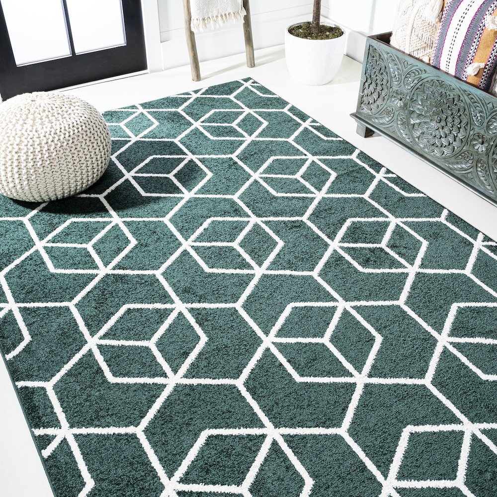Tumbling Blocks Modern Geometric Area Rug. Picture 4