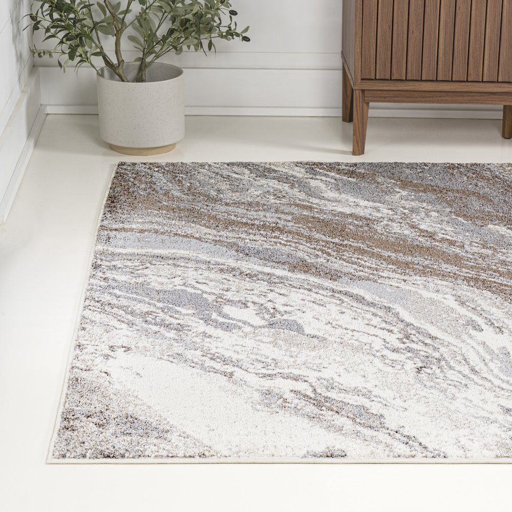 Kassia Contemporary Glam Abstract Marble Area Rug. Picture 4
